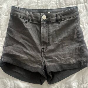 Divided Dark Gray Jean Shorts High-Waisted Cuffed